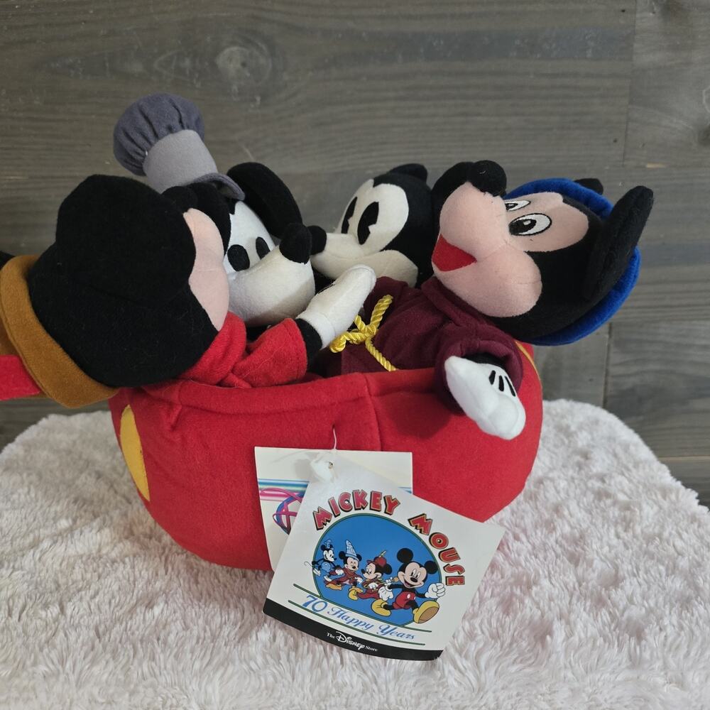 Disney Store 70th Anniversary Mickey Mouse Bean Bag Plush w/Tags RARE RETIRED